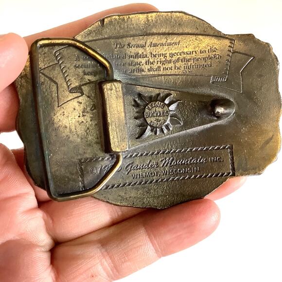 Vtg 1975 Keep And Bear Arms 2nd Amendment Belt Buckle Gander Mountain Lewis - Picture 3 of 5